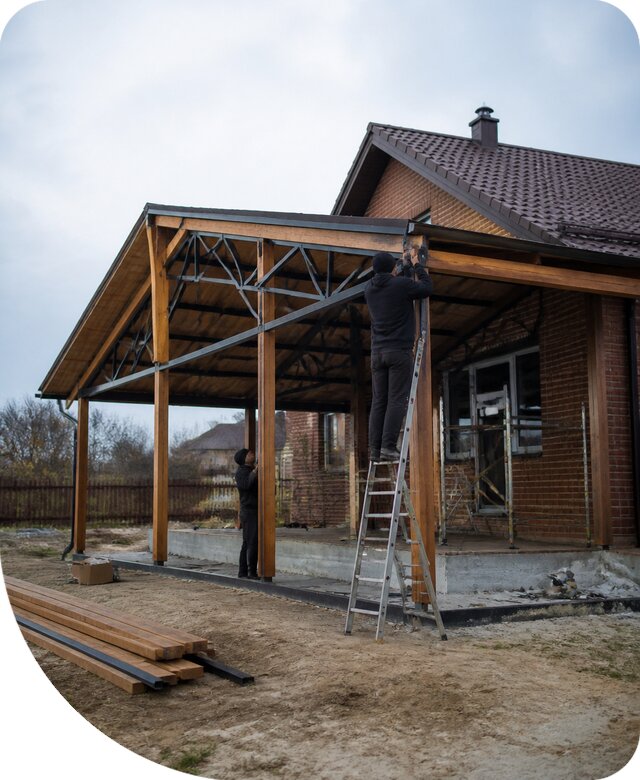 Пристройка навеса к дому и участку в Новочеркасске под ключ