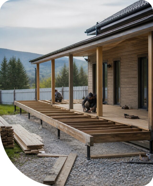 Изготовление и монтаж террасы вокруг дома под ключ в Новочеркасске