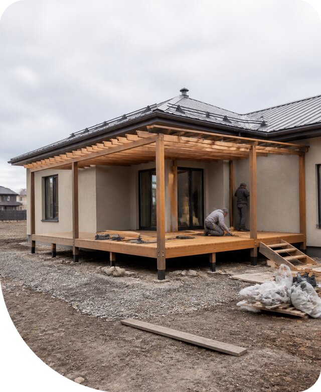 Строительство угловой террасы для дома в Новочеркасске под ключ