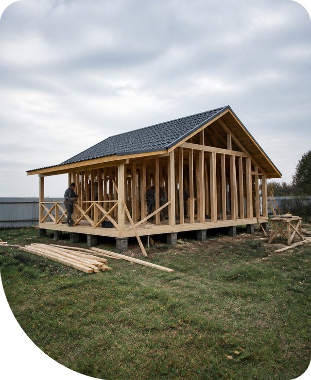 Строительство домика с верандой под ключ на участке в Новочеркасске