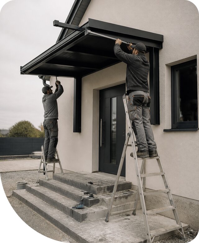 Изготовление и монтаж козырька над входом под ключ в Новочеркасске